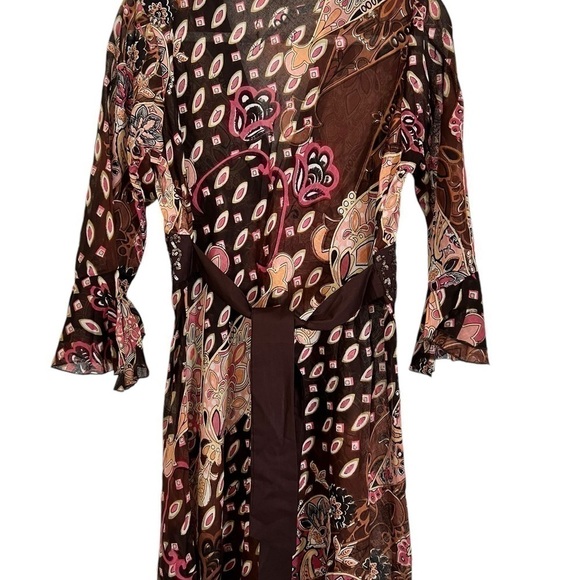 Wayan Cotton Dress with Tie and Sequins Brown Size - Picture 2 of 8